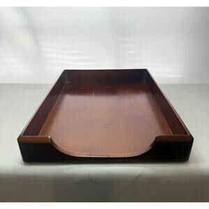 Rolodex Brand Mahogany Finish Wood Desk Letter Tray 10.5"X 14" X 2” Business